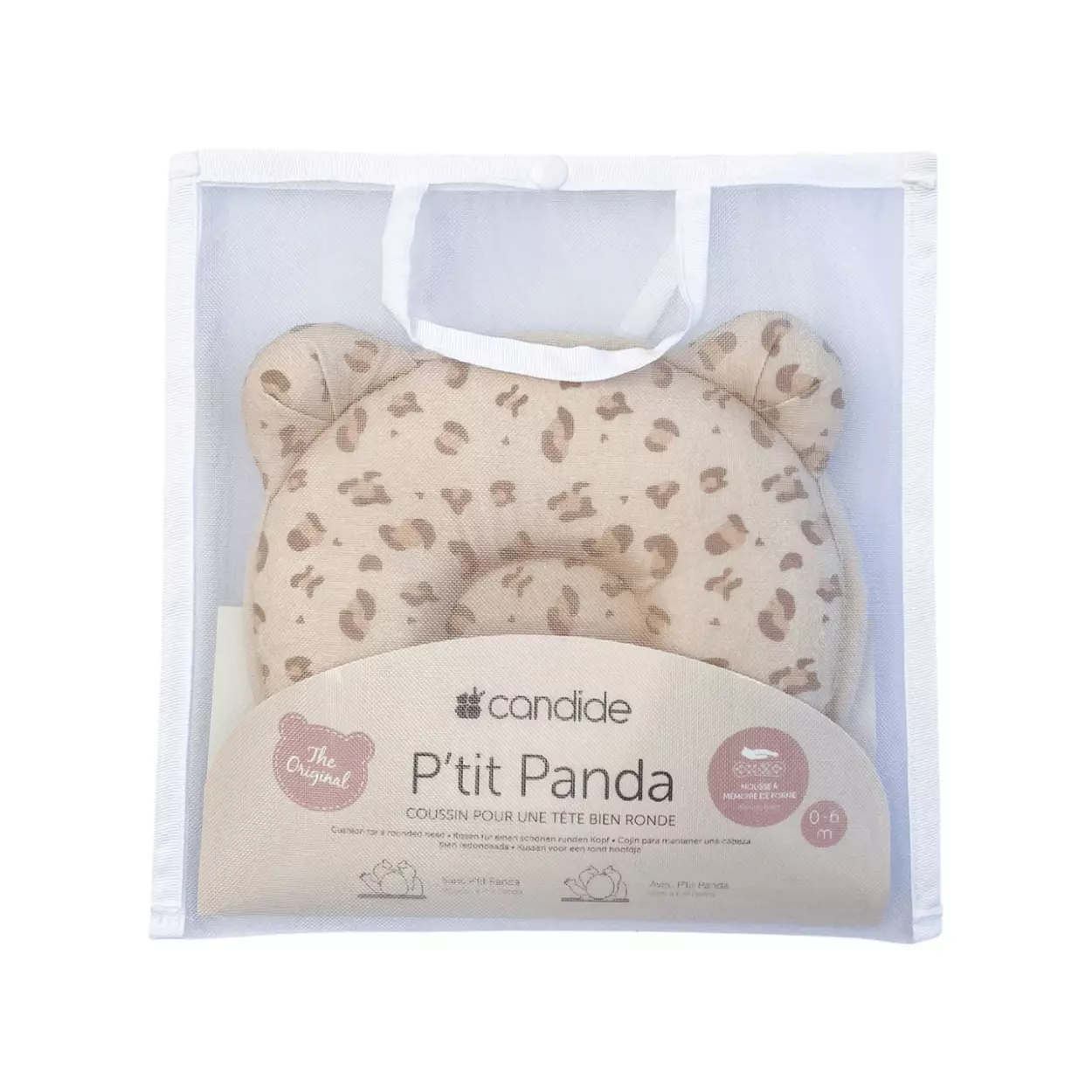 Candide - P'tit Panda Pillow - 21x19 cm - Jersey Leopard