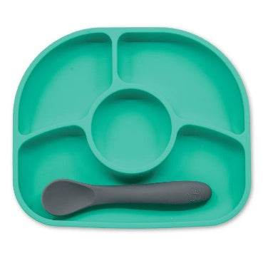 BBLUV Yumi 4Section Silicone Plate and Spoon Aqua