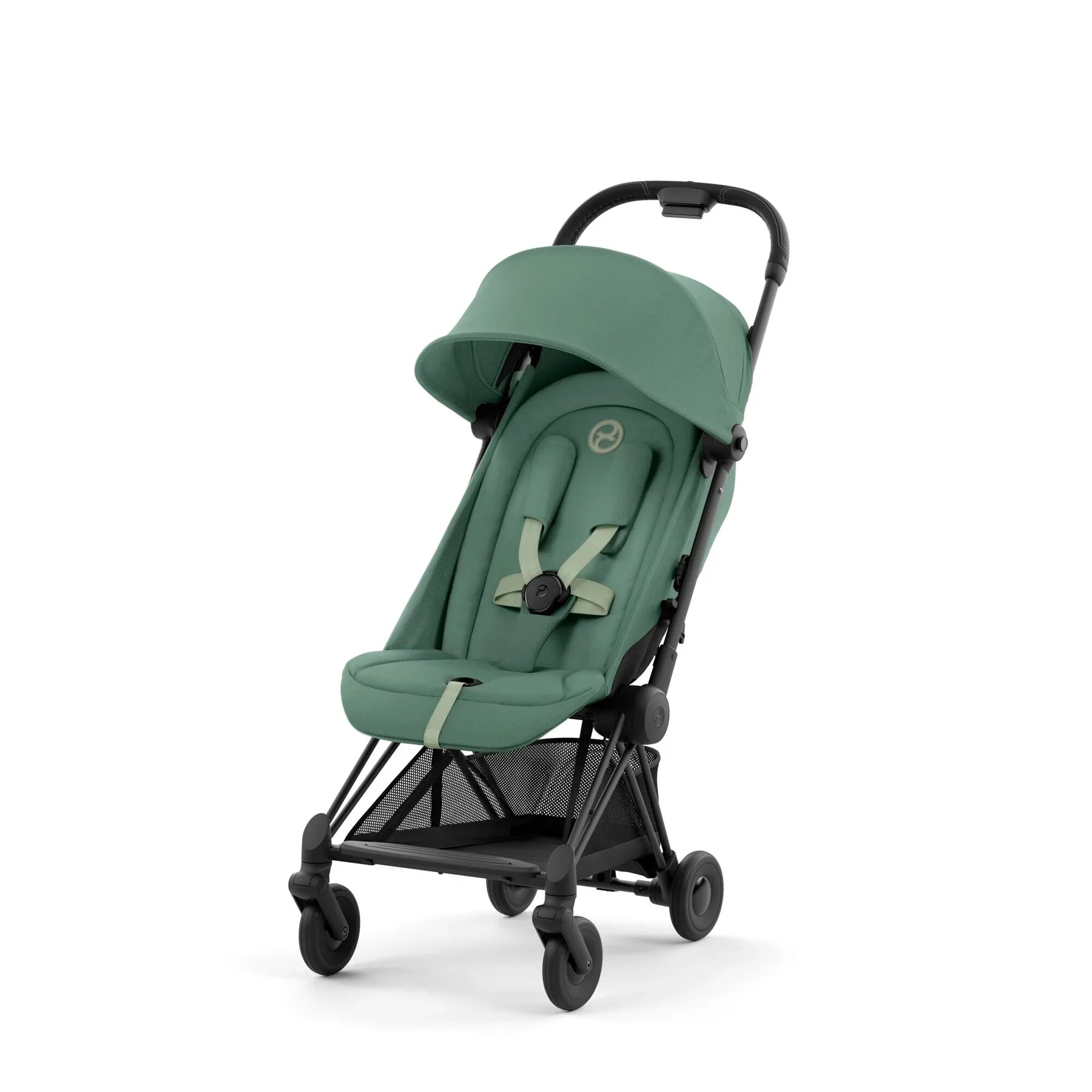 Cybex Coya Stroller Matt Black Leaf Green + Cloud-T car seat (Base T, Adapters & bumper bar are optional)
