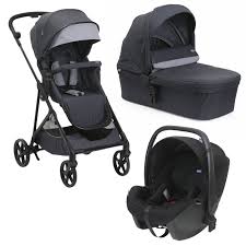 Chicco - Seety Stroller - Seety Carrycot (Boston Grey) - Kory (Black - Full 360 i-size Base - Travel System