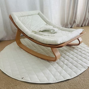 Miila Nest Wooden Baby Rocker – Natural Infant Lounger with Soft Padded Seat
