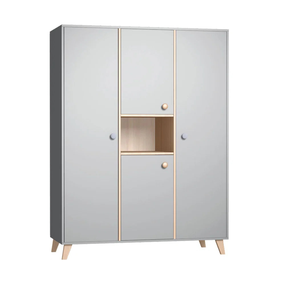 Faktum - Colette Large Three Piece Wardrobe - Soft-Close Doors - Arctic Grey & Sonoma Oak