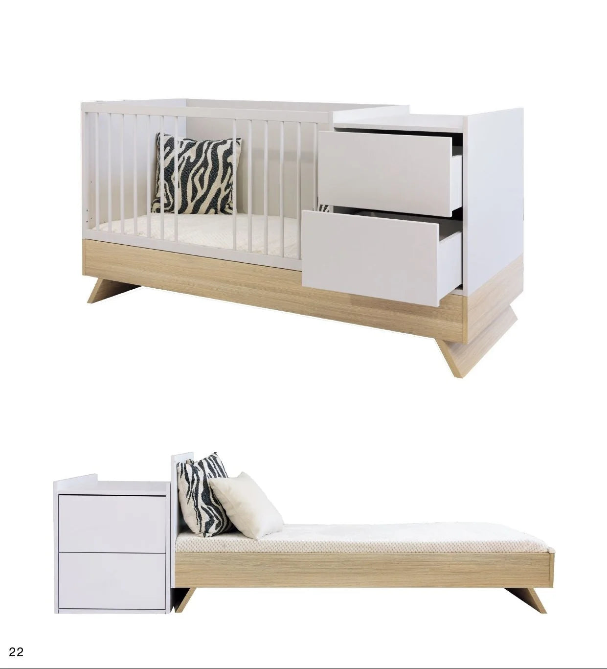 Faktum - Sienna 3in1 Multi Bed - Baby Cot With Changing Dresser & Junior Bed - Cashmere
