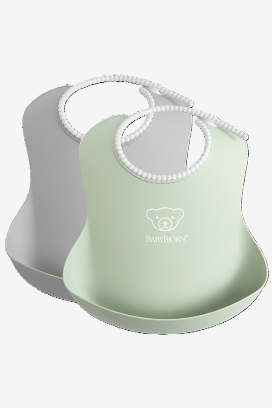 BABYBJORN SOFT BIB 2-PACK GREY/POWDER GREEN