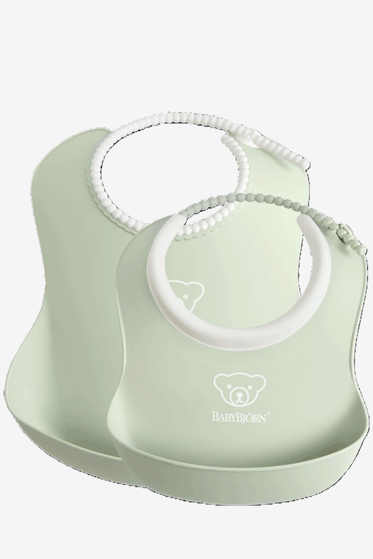 BABYBJORN FEEDING BIB SET 2-PACK POWDER GREEN