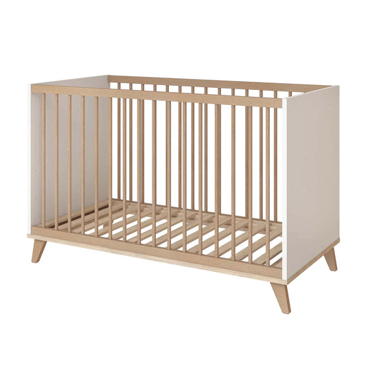 Faktum - Flip Baby Cot Bed 120*60cm - Adjustable 3-Level Nursery Crib - White&Oak