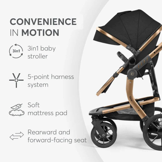 Stroller 3in1 with plastic carrycot Irene Black 2024