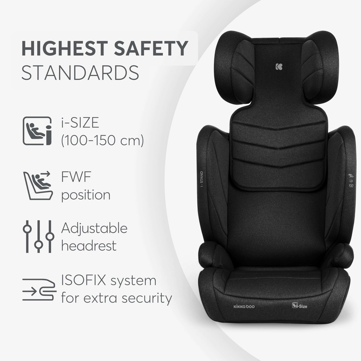 Kikkaboo - Car Seat 100*150cm i-stand - i-size - Black