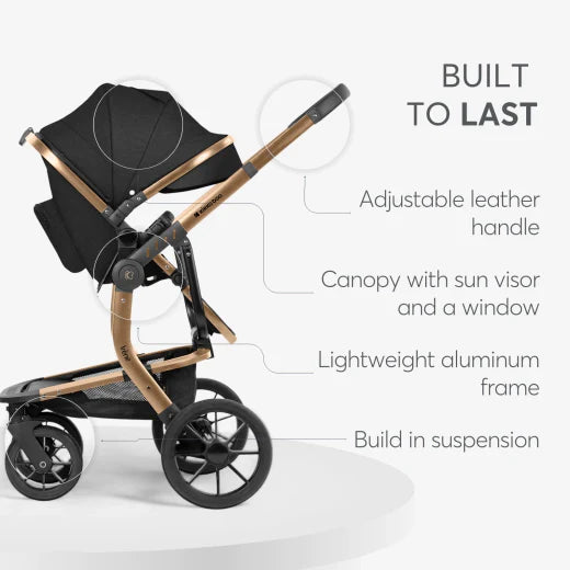 Stroller 3in1 with plastic carrycot Irene Black 2024