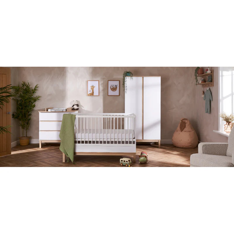 Faktum - Astrid Convertible Baby & Toddler Cot - Modern Two-Tone Design - 70*140cm - White