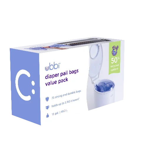 Ubbi 3 Pack Plastic Bag Case 25 