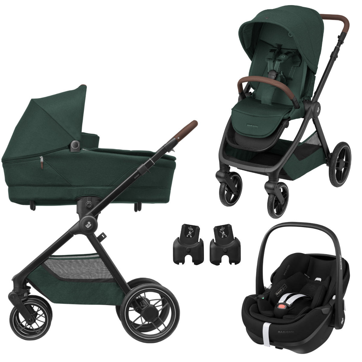Maxi-Cosi - Oxford+ (Essential Green) - 3 pcs Bundle Oxford Stroller - Pebble 360 Pro Car Seat - Familyfix Base - Travel System