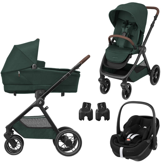 Maxi-Cosi - Oxford+ (Essential Green) - 3 pcs Bundle Oxford Stroller - Pebble 360 Pro Car Seat - Familyfix Base - Travel System