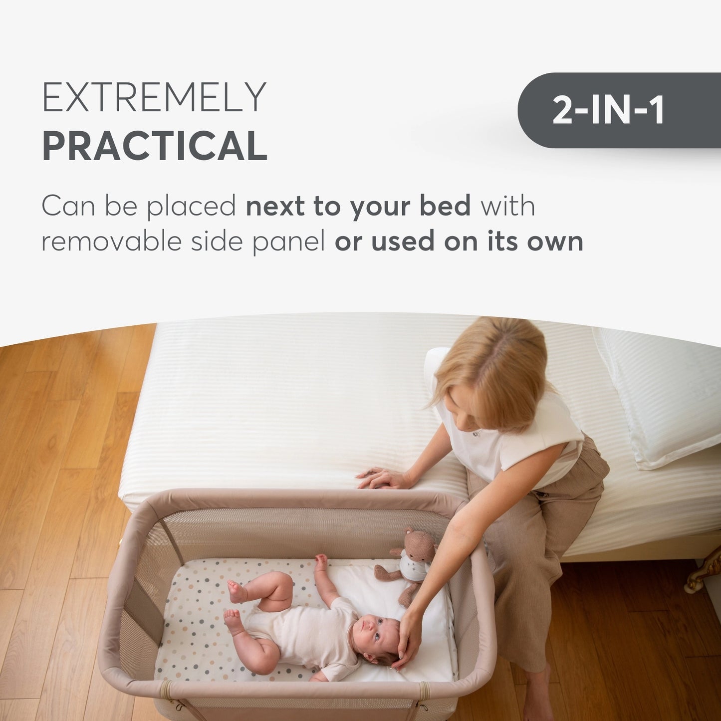 Kikkaboo - Bedside Crib Noah - Dark