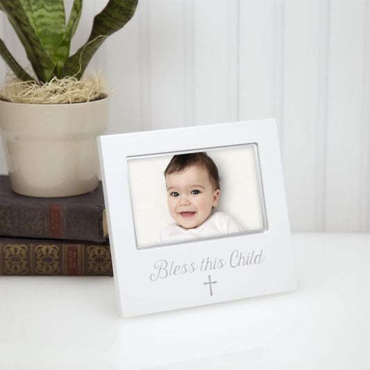 Pearhead - 'Bless This Child" - Religious Sentiment Frame - White