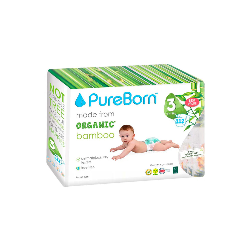 Pureborn - Organic Bamboo Diapers - Size 3