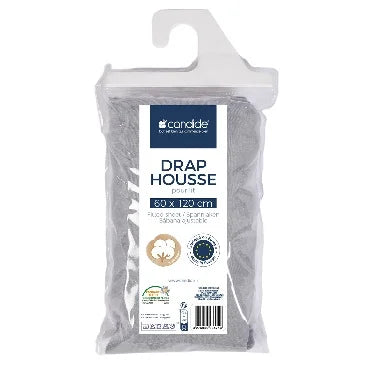 Candide Fitted Sheet Cotton 60x120 cm Light Grey 