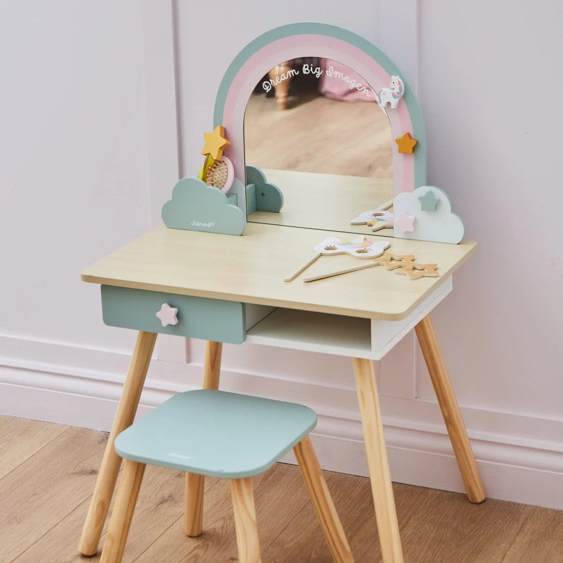 Janod - Unicorn Dressing Table With Accessories - Wooden