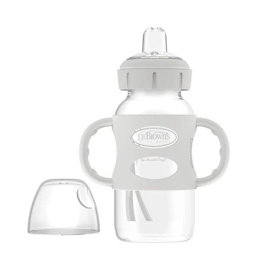 Wide Neck Sippy Straw Bottle + Handles 270 ML 6m+ , Grey