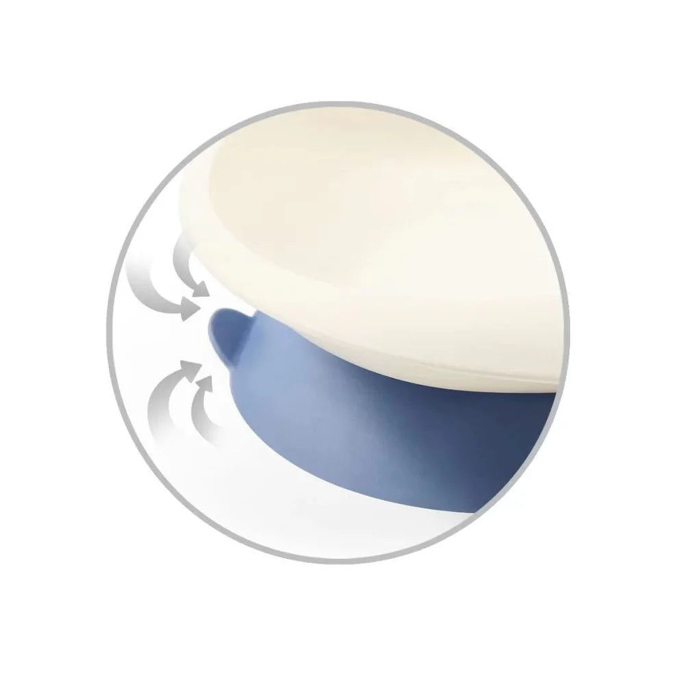 BabyOno - Suction Bowl With Spoon - Blue And White