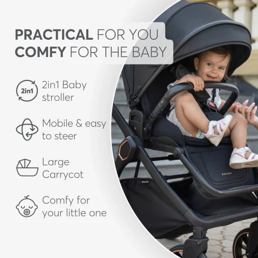 Stroller 2in1 with carrycot Tiffany Dark Grey 2024