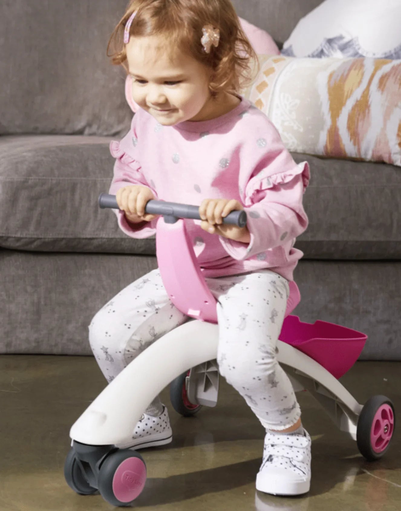 Tiny Love 5 in 1 Walk Behind & ride-on-Pink