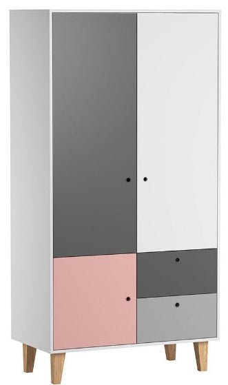 Vox Wardrobe CONCEPT White/Graphite/Grey/Pink